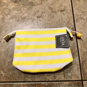 NWT ULTA Yellow Striped Cosmetics Bag